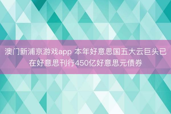 澳门新浦京游戏app 本年好意思国五大云巨头已在好意思刊行450亿好意思元债券