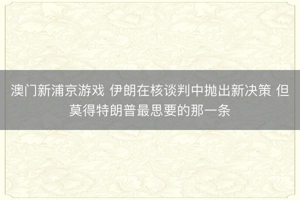 澳门新浦京游戏 伊朗在核谈判中抛出新决策 但莫得特朗普最思要的那一条
