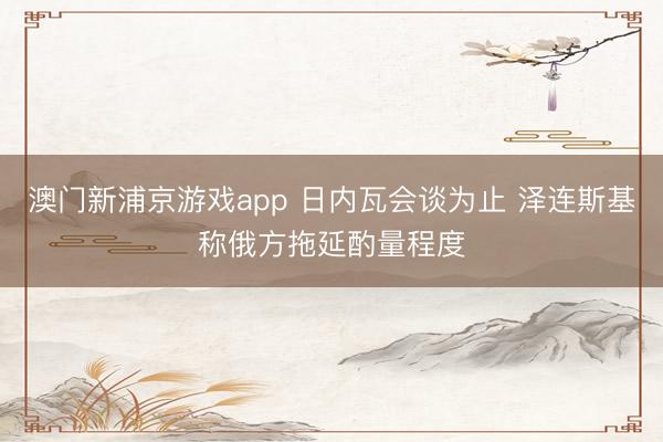 澳门新浦京游戏app 日内瓦会谈为止 泽连斯基称俄方拖延酌量程度