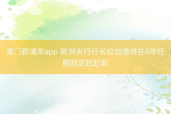 澳门新浦京app 欧洲央行行长拉加德将在8年任期规定赶赴职