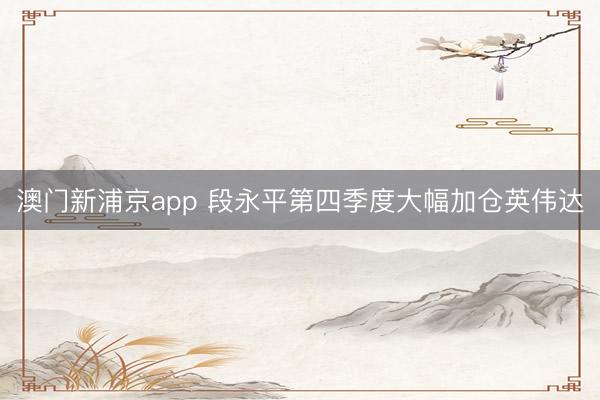 澳门新浦京app 段永平第四季度大幅加仓英伟达