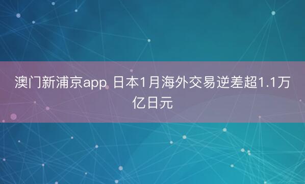 澳门新浦京app 日本1月海外交易逆差超1.1万亿日元