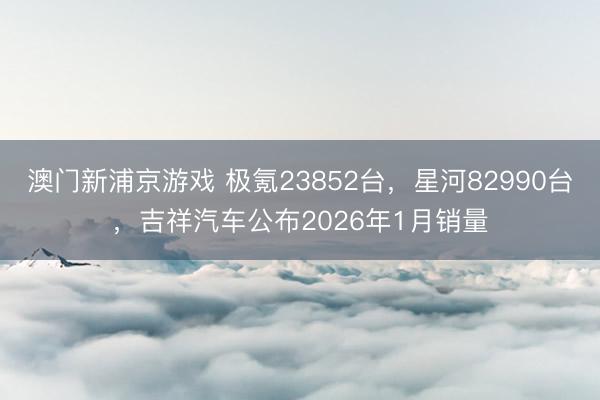 澳门新浦京游戏 极氪23852台,星河82990台,吉祥汽车公布2026年1月销量